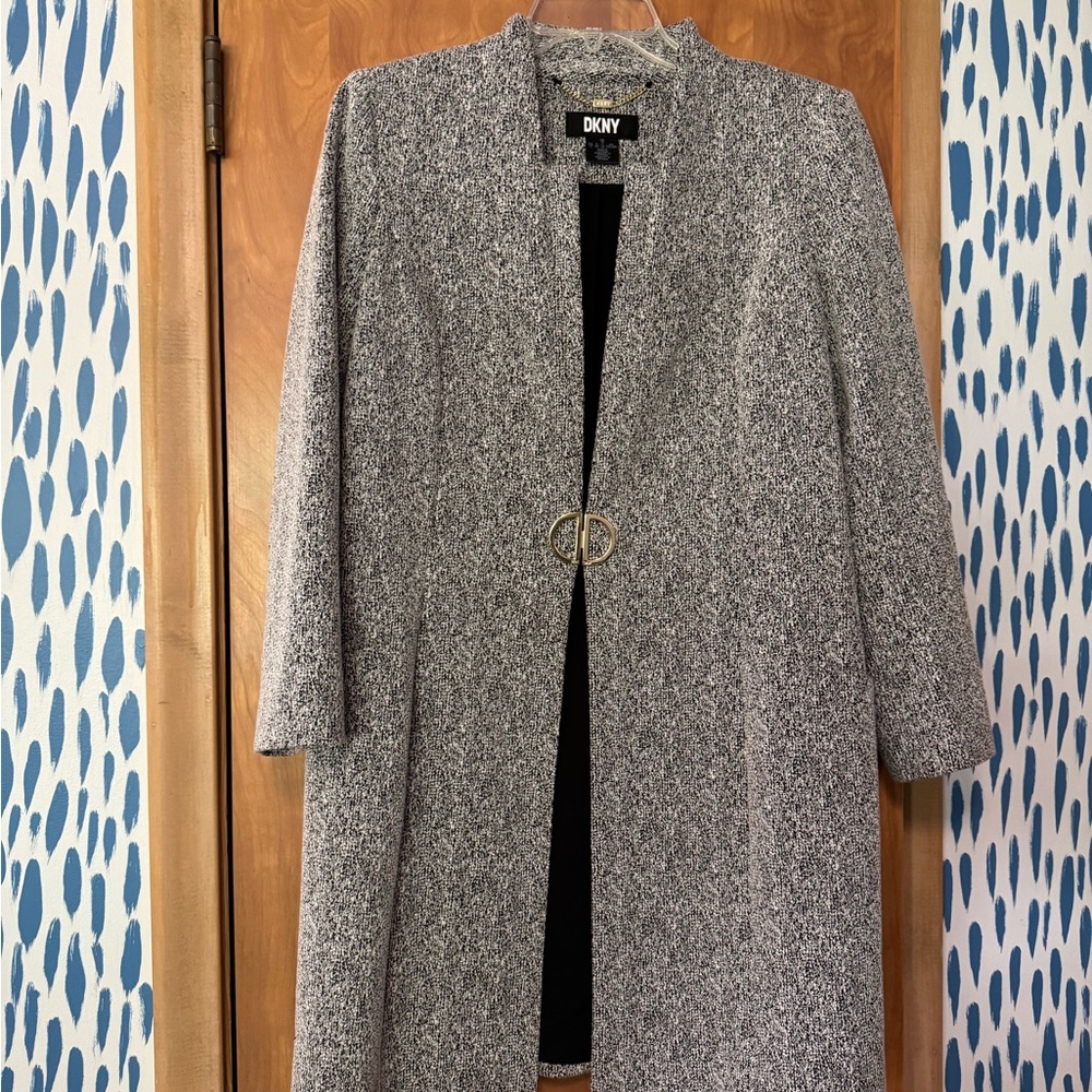 DKNY Gray Jacket Blazer with metallic closure
